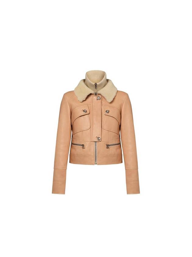 Shearling Collar Leather Jacket Beige - LOUIS VUITTON - BALAAN 1