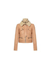 Shearling Collar Leather Jacket Beige - LOUIS VUITTON - BALAAN 1