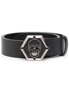 skull buckle leather belt FAAAMVA0705PLE010N - PHILIPP PLEIN - BALAAN 1