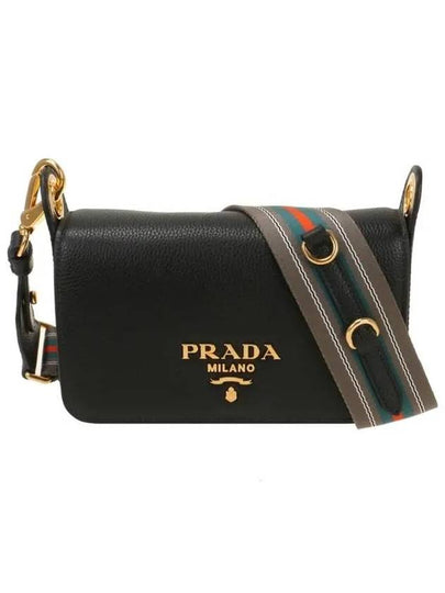 Logo Calfskin Cross Bag Black - PRADA - BALAAN 2