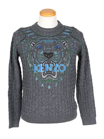 5PU251 3XA 95 Ranaul twisted dark gray knit - KENZO - BALAAN 1