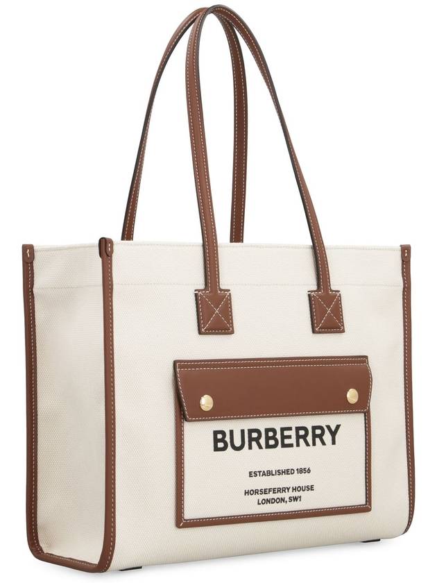 Freya Small Canvas Leather Tote Bag Natural Tan - BURBERRY - BALAAN 3