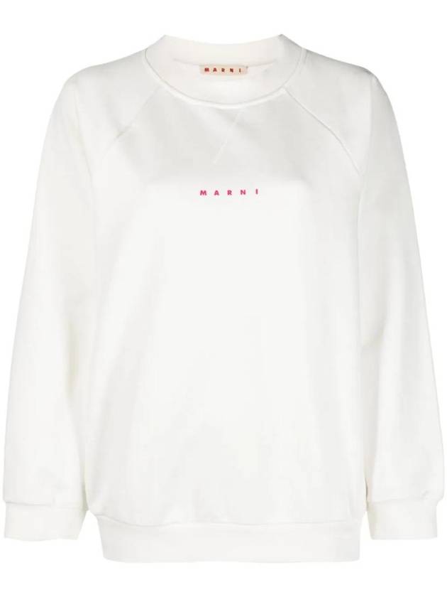 Logo Print Cotton Sweatshirt White - MARNI - BALAAN 1