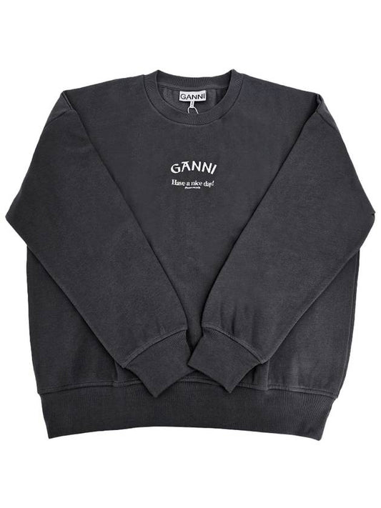 Logo Embroidery Brushed Cardigan Black - GANNI - BALAAN 2