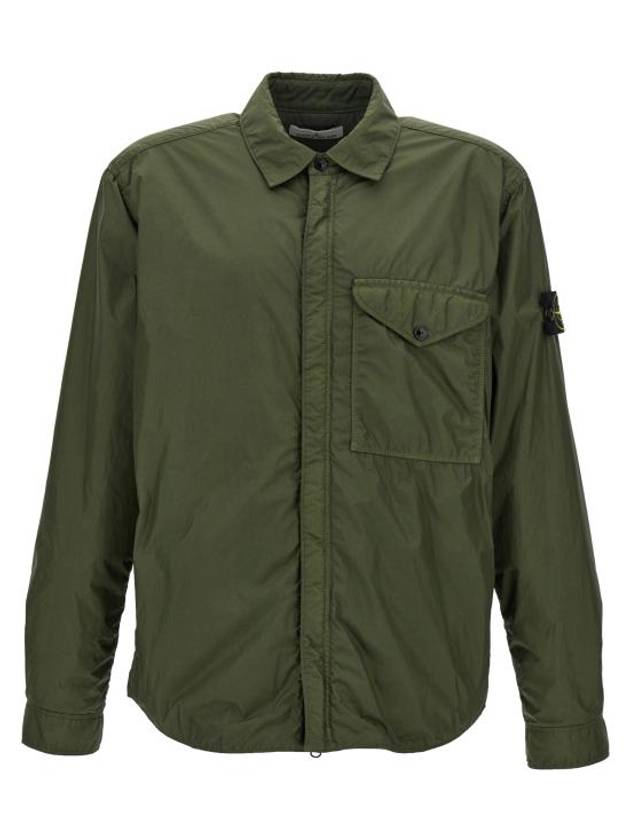 Logo Patch Zip Up Jacket Green - STONE ISLAND - BALAAN 1