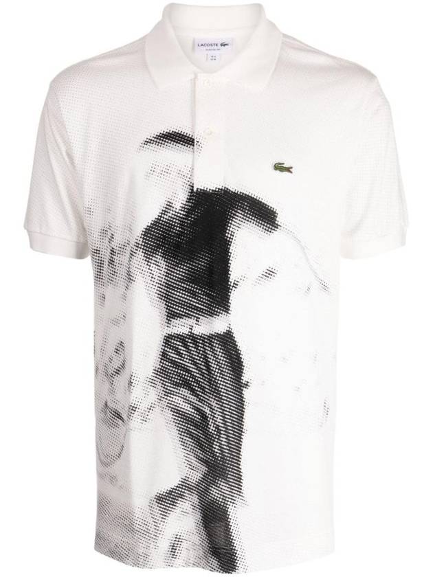 Rene Digital Graphic Print Polo Shirt White - LACOSTE - BALAAN 1