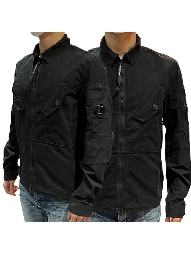 Men's Lens Wappen Two Pocket Zip Up Shirt Jacket Black - CP COMPANY - BALAAN 2