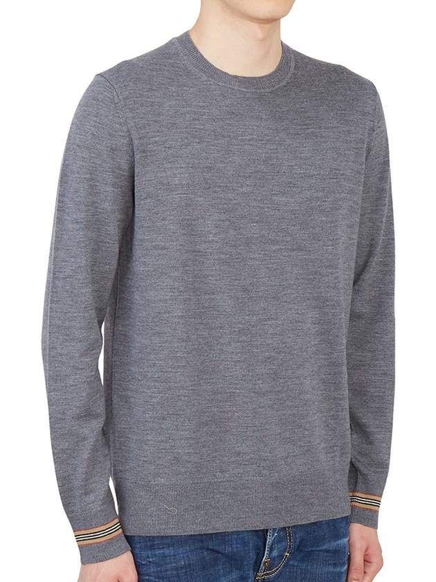 Men's Icon Striped Wool Long Sleeve T-Shirt Grey - BURBERRY - BALAAN 4