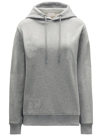 8G00038 809LC 987 Women's Logo Gray Hooded Sweatshirt - MONCLER - BALAAN 1