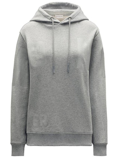 8G00038 809LC 987 Women's Logo Gray Hooded Sweatshirt - MONCLER - BALAAN 1