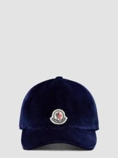 Logo Patch Velvet Ball Cap Dark Blue I20933B00025549SE76F 1012252 - MONCLER - BALAAN 1