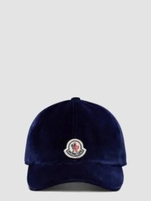 Logo Patch Velvet Ball Cap Dark Blue I20933B00025549SE76F 1012252 - MONCLER - BALAAN 1