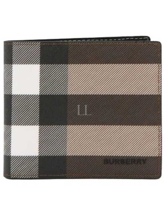 Check Leather International Bifold Wallet Dark Birch Brown - BURBERRY - BALAAN 2