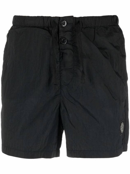 Men's Logo Patch Nylon Metal Swim Shorts Black - STONE ISLAND - BALAAN 2