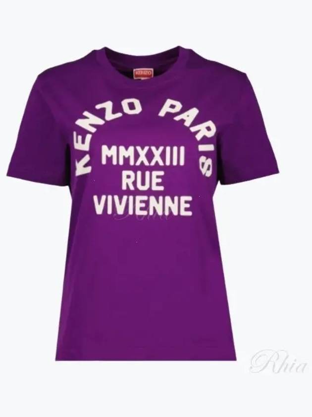 Women's Rue Vivienne Loose Cotton Short Sleeve T-Shirt Purple - KENZO - BALAAN 2