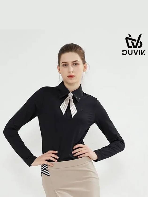 Wide Collar Basic Long Sleeve T-Shirt DC3WTS002BK - DUVIK - BALAAN 3