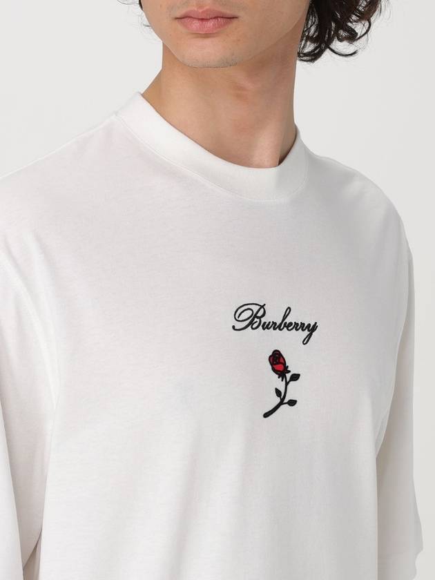 Rose Embroidered Logo Short Sleeve T-shirt White - BURBERRY - BALAAN 6