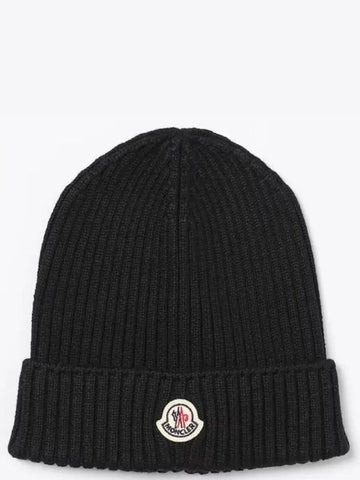 Ulsan Kids Logo Patch Beanie 3B00012 M1131 999 - MONCLER - BALAAN 1