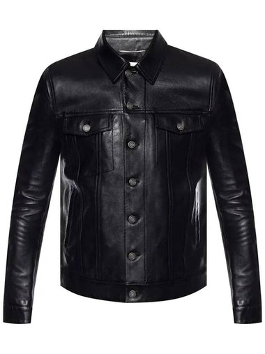 Pocket Lambskin Leather Jacket Black - SAINT LAURENT - BALAAN 1