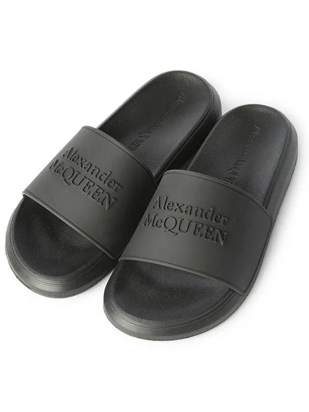 Women's Hybrid Signature Logo Rubber Slippers Black - ALEXANDER MCQUEEN - BALAAN 4