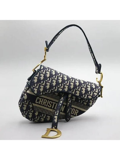 Dior M0446CRIW Navy Fabric Oblique Saddle Shoulder Bag S8540CBTE Strap - DIADORA - BALAAN 2