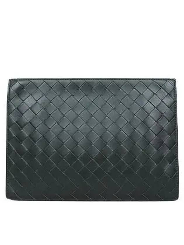 693675 Small Intrecciato Dark Green Document Case Clutch Bag - BOTTEGA VENETA - BALAAN 4