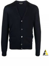 V-Neck Wool Cardigan Navy - TOM FORD - BALAAN 2