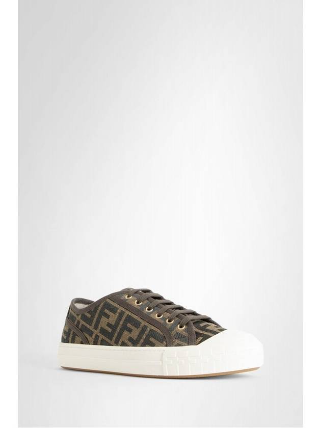 Domino FF Fabric Low Top Sneakers Brown - FENDI - BALAAN 5