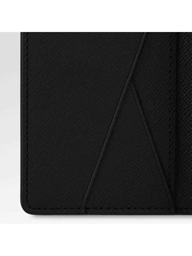 Pocket Organizer Taiga Leather Card Wallet Black - LOUIS VUITTON - BALAAN 5