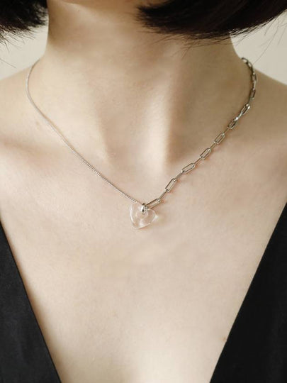 Clear Heart Chain Necklace Silver - SOSOO - BALAAN 2