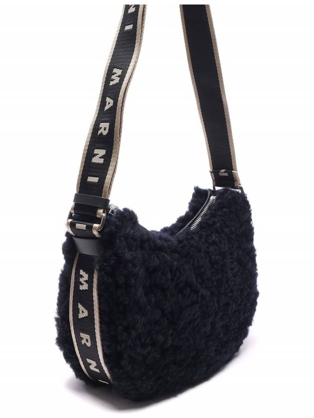 Shearling Hobo Cross Bag Black - MARNI - BALAAN 4