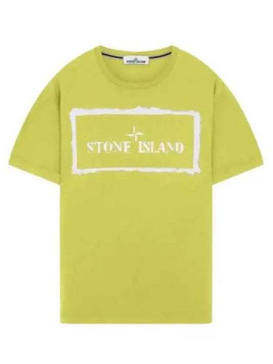 Stencil One Printing Short Sleeve T-Shirt Lime - STONE ISLAND - BALAAN.