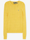 Embroidered Logo Pony Cable Knit Top Yellow - POLO RALPH LAUREN - BALAAN 3