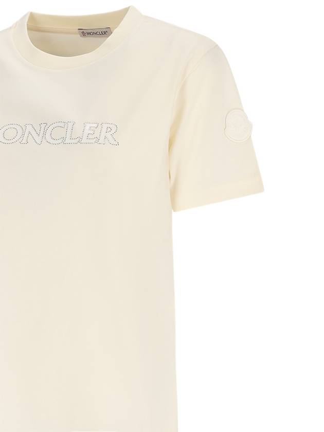 Rhinestone Logo Short Sleeve T Shirt White - MONCLER - BALAAN 4