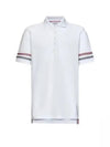 Men's RWB Stripe Cotton Polo Shirt White - THOM BROWNE - BALAAN 2