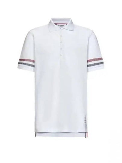 Men's RWB Stripe Cotton Polo Shirt White - THOM BROWNE - BALAAN 2