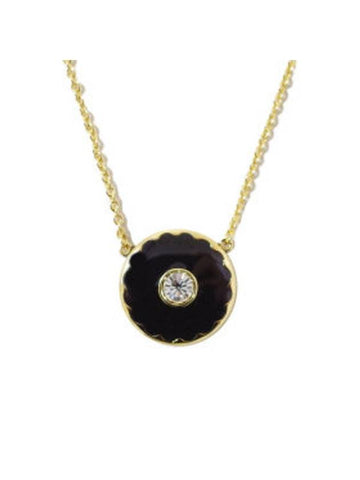 Reversible Medallion Pendant Necklace Black - MARC JACOBS - BALAAN.