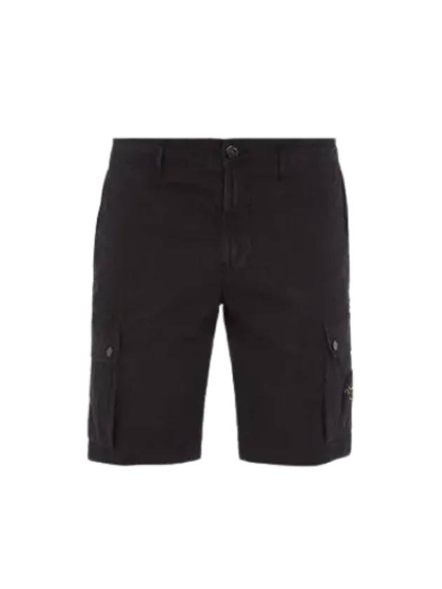 Men's Logo Patch Cargo Bermuda Shorts Black - STONE ISLAND - BALAAN 3