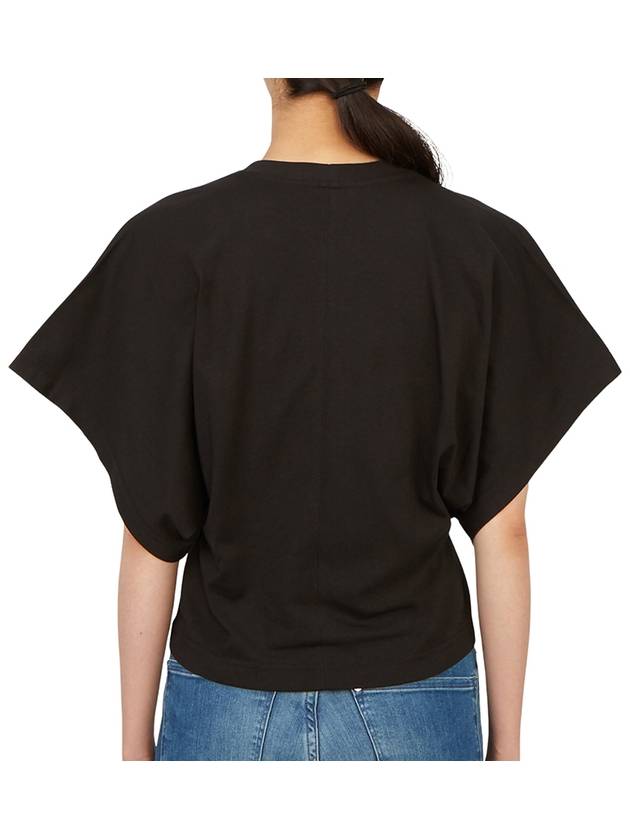 Logo Print Crew Neck Cotton Short Sleeve T-Shirt Black - ALAIA - BALAAN 7