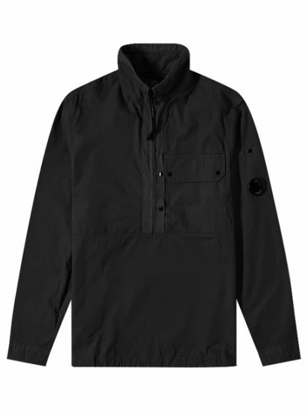 Men's Half Zipper Lenswapen Wool Anorak Black - CP COMPANY - BALAAN.