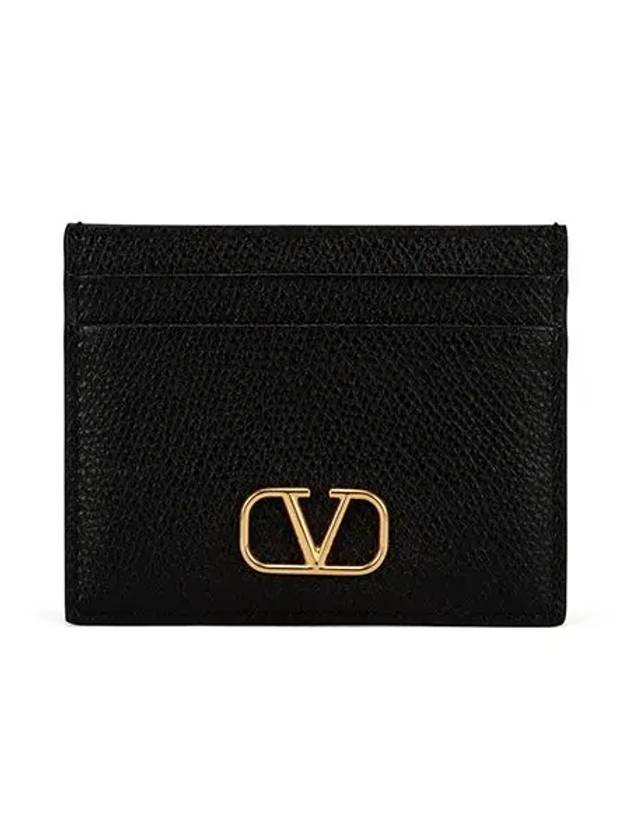 V Logo Signature Card Wallet Black - VALENTINO - BALAAN 3