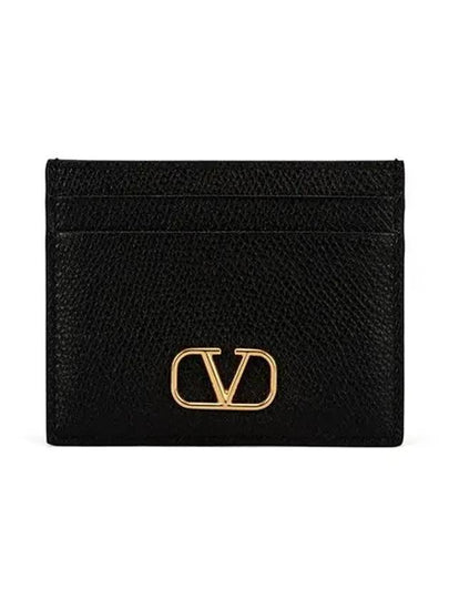 V Logo Signature Card Wallet Black - VALENTINO - BALAAN 2