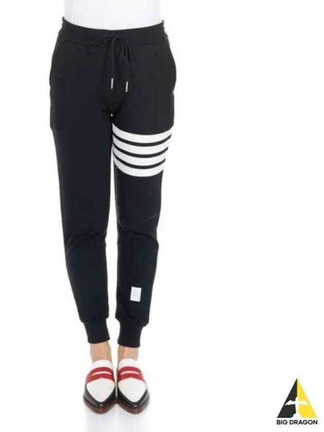 Women's Engineer 4 Bar Cotton Loopback Knit Track Pants Navy - THOM BROWNE - BALAAN 2