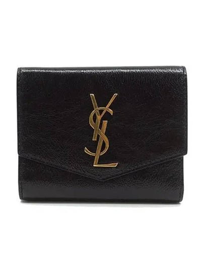 Uptown Compact Leather Wallet Black - SAINT LAURENT - BALAAN 2