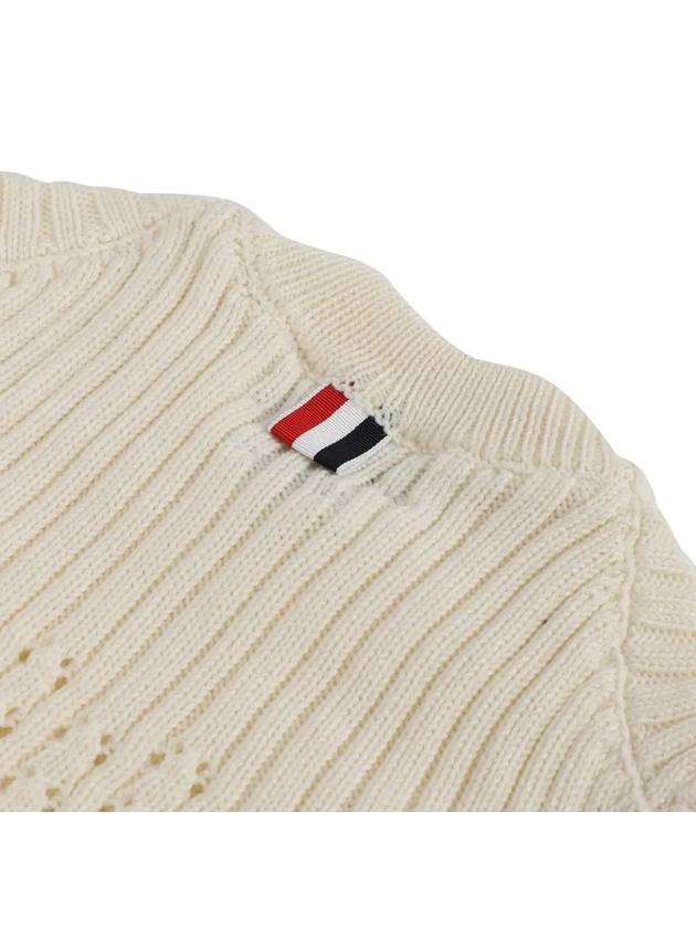 4 Bar Pointelle Knit Top White - THOM BROWNE - BALAAN 5