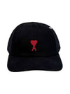 Embroidery Heart Logo Ball Cap Black - AMI - BALAAN 4