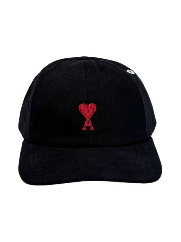 Embroidery Heart Logo Ball Cap Black - AMI - BALAAN 4