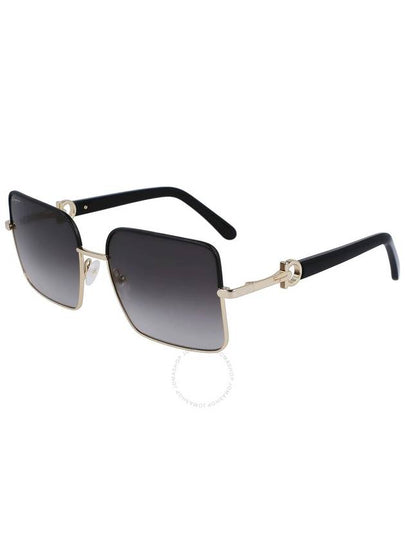 Women's Eyewear Square Metal Sunglasses Black Gold - SALVATORE FERRAGAMO - BALAAN 2