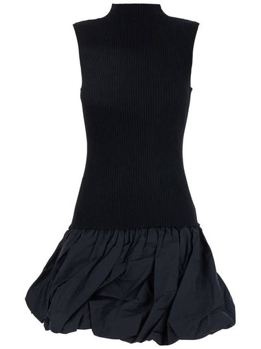 Black Racerback Dress With Puffed Skirt In Viscose Blend Woman - ROTATE - BALAAN 1