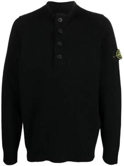 Wappen Patch Button Knit Top Black - STONE ISLAND - BALAAN 2